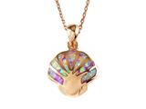 Rose Gold Over Sterling Silver Sealife Seashell Pendant with Created Pink Opal Inlay