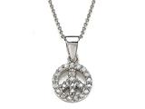 Peace Sign Sterling Silver Pendant With Cubic Zirconia (CZ)