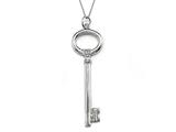 Large Sterling Silver Key Pendant With Cubic Zirconia (CZ)