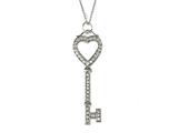 Large Sterling Silver Key Pendant With Cubic Zirconia (CZ)
