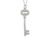 Large Sterling Silver Key Pendant With Cubic Zirconia (CZ)