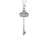 Large Sterling Silver Key Pendant With Cubic Zirconia (CZ)