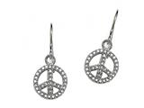 Peace Sign Sterling Silver ID Charm Bracelet with Cubic Zirconia (CZ)
