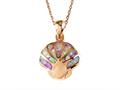 Rose Gold Over Sterling Silver Sealife Seashell Pendant with Created Pink Opal Inlay