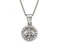 Peace Sign Sterling Silver Pendant With Cubic Zirconia (CZ)