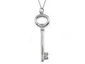 Large Sterling Silver Key Pendant With Cubic Zirconia (CZ)