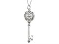 Large Sterling Silver Key Pendant With Cubic Zirconia (CZ)