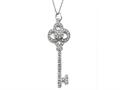 Large Sterling Silver Key Pendant With Cubic Zirconia (CZ)