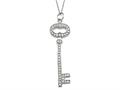 Large Sterling Silver Key Pendant With Cubic Zirconia (CZ)