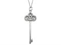 Large Sterling Silver Key Pendant With Cubic Zirconia (CZ)