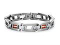 Tonino Lamborghini Corsa Collection Stainless Steel Bracelet with Red and White Crystal Stones