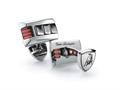 Tonino Lamborghini Stainless Steel Cufflinks with Three Red Crystal Stones