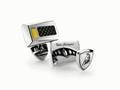 Tonino Lamborghini Stainless Steel Cufflinks with Three Yellow Crystal Stones