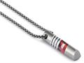 Tonino Lamborghini Corsa Collection Stainless Steel Pendant with Red and White Crystal Stones