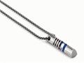 Tonino Lamborghini Corsa Collection Stainless Steel Pendant with Carbon Fiber and Blue Crystal Stones