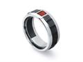 Tonino Lamborghini Primo Collection Stainless Steel Ring with Three Red Crystal Stones