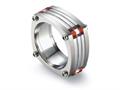 Tonino Lamborghini Corsa Collection Stainless Steel Ring with Red and White Crystal Stones