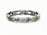 Tonino Lamborghini Corsa Collection Stainless Steel Bracelet with Green and White Crystal Stones