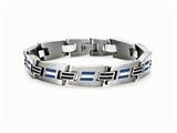 Tonino Lamborghini Corsa Collection Stainless Steel Bracelet with Carbon Fiber and Blue Crystal Stones