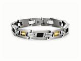 Tonino Lamborghini Corsa Collection Stainless Steel Bracelet with Carbon Fiber and Orange Crystal Stones