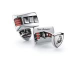 Tonino Lamborghini Stainless Steel Cufflinks with Three Red Crystal Stones