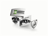 Tonino Lamborghini Stainless Steel Cufflinks with Green and White Crystal Stones