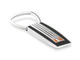 Tonino Lamborghini Corsa Collection Stainless Steel Key Chain with Carbon Fiber nd Orange Crystal Stones