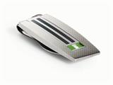 Tonino Lamborghini Corsa Collection Stainless Steel Money Clip with Green and White Stones
