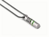 Tonino Lamborghini Corsa Collection Stainless Steel Pendant with Green and White Crystal Stones
