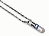 Tonino Lamborghini Corsa Collection Stainless Steel Pendant with Carbon Fiber and Blue Crystal Stones