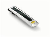 Tonino Lamborghini Primo Collection Stainless Steel Tie Clip with Three Yelow Crystal Stones