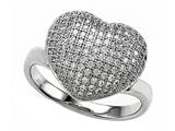 Zoe R™ 3D Sterling Silver Micro Pave Hand Set Cubic Zirconia (CZ) Heart Ring