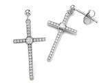 Zoe R™ 925 Sterling Silver Micro Pave Hand Set Cubic Zirconia (CZ) Medium Cross Earrings