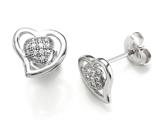Zoe R™ 925 Sterling Silver Micro Pave Hand Set Cubic Zirconia (CZ) Heart Shape Earrings
