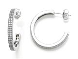 Zoe R™ 925 Sterling Silver Micro Pave Hand Set Cubic Zirconia (CZ) Two Row Medium Hoop Earrings
