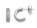 Zoe R™ 925 Sterling  Silver Micro Pave Hand Set Cubic Zirconia (CZ) Three Row Small Hoop Earrings