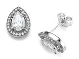 Zoe R™ 925 Sterling Silver with Yellow Gold Plated Accent Micro Pave Hand Set Cubic Zirconia (CZ) Two-Tone Pear S