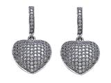 Zoe R™ 3D Sterling Silver Micro Pave Hand Set Cubic Zirconia (CZ) Heart Earrings