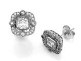 Zoe R™ 925 Sterling Silver with Yellow Plating Accent Hand Set Cushion Cut CZ Earrings