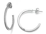 Zoe R™ 925 Sterling Silver Micro Pave Hand Set Cubic Zirconia (CZ) One Row Medium Hoop Earrings