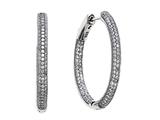 Zoe R™ 3D Sterling Silver Micro Pave Hand Set Cubic Zirconia (CZ) Large Hoop Earrings