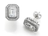 Zoe R™ 925 Sterling Micro Pave Hand Set Cubic Zirconia (CZ) Emerald Cut Center Earrings