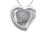 Zoe R™ 925 Sterling Silver Micro Pave Hand Set Cubic Zirconia (CZ) Heart Shape Pendant On 18 Inch Chain