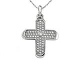 Zoe R™ 925 Sterling Silver Micro Pave Hand Set Cubic Zirconia (CZ) Medium Cross Pendant On 18