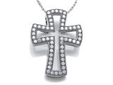 Zoe R™ Sterling Silver Micro Pave Hand Set Cubic Zirconia (CZ) Small Cross Pendant