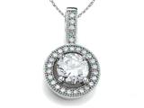 Zoe R™ 925 Sterling Silver Micro Pave Hand Set Cubic Zirconia (CZ) Round Pendant with 18 Inch