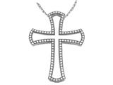 Zoe R™ Sterling Silver Micro Pave Hand Set Cubic Zirconia (CZ) Large Cross Pendant