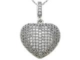 Zoe R™ 3D Sterling Silver Micro Pave Hand Set Cubic Zirconia (CZ) Heart Pendant