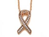 Zoe R™ Sterling Silver Micro Pave Hand Set Cubic Zirconia (CZ) Pink Plating Ribbon Pendant