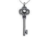 Zoe R™ Black Rhodium And Sterling Silver Micro Pave Hand Set Cubic Zirconia (CZ) Key Pendant